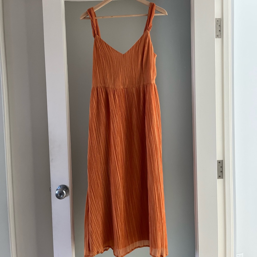 Express Orange Pleated Dress